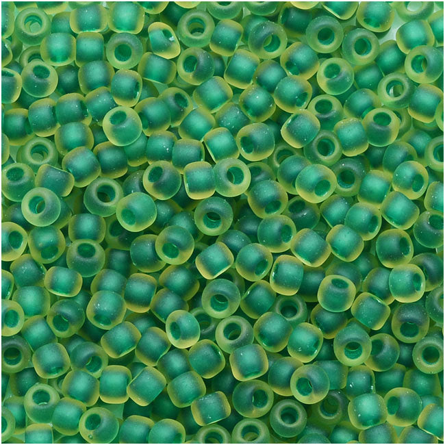 Toho Round Seed Beads 11/0 #242F Jonquil/Emerald Lined With Frosted Inside (8g)