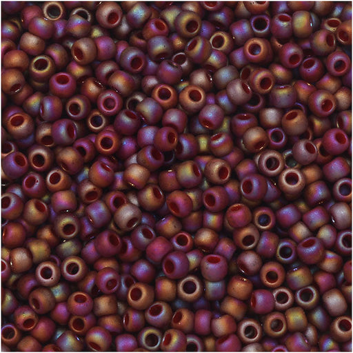 Toho Seed Beads, Round 11/0 Semi Glazed, Rainbow Dark Red (8 Gram Tube)