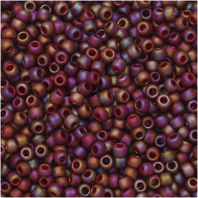 Toho Seed Beads, Round 11/0 Semi Glazed, Rainbow Dark Red (8 Gram Tube)