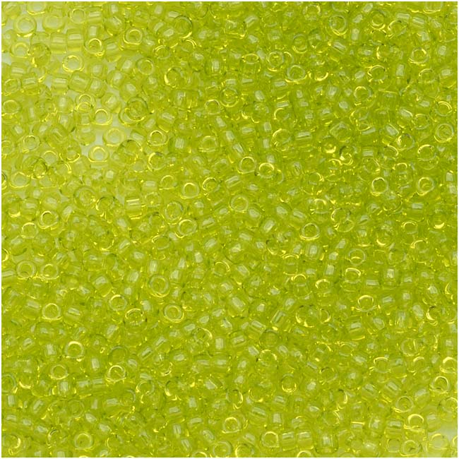 Toho Round Seed Beads 15/0 #4 'Transparent Lime Green' 8g