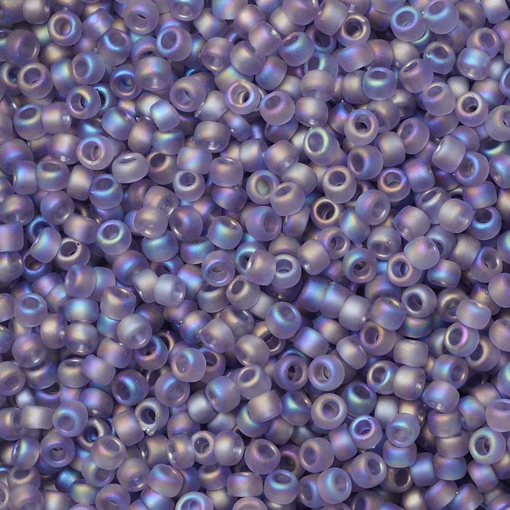 Toho Seed Beads, Round 15/0 #166DF 'Transparent Rainbow Frosted Light Tanzanite' (8 Grams)