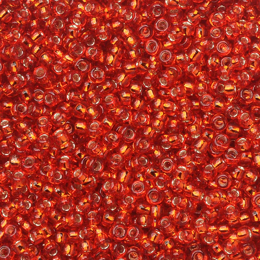 Toho Seed Beads, Round 15/0 #25B 'Silve Lined Siam Ruby', 8 Grams