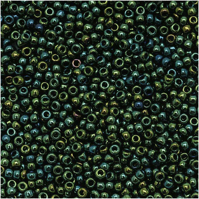 Toho Round Seed Beads 15/0 84 'Metallic Iris Green/Brown' 8 Gram Tube