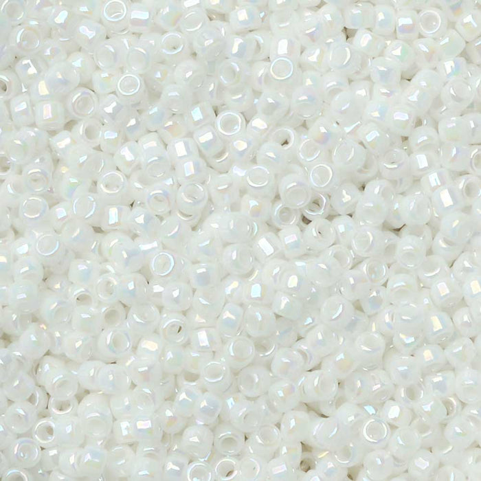 Toho Seed Beads, Round 15/0 #401 'Opaque Rainbow White' (8 Grams)