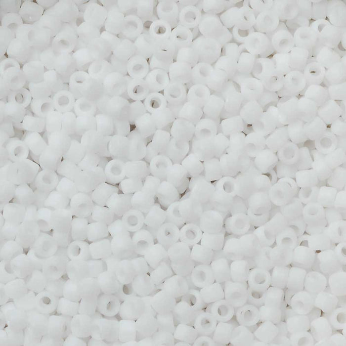 Toho Seed Beads, Round 15/0 #41F 'Opaque Frosted White' (8 Grams)