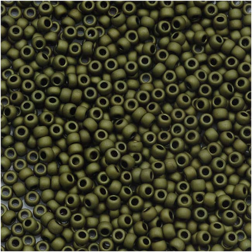 Toho Round Seed Beads 15/0 #617 'Matte Dark Olivine' 8g