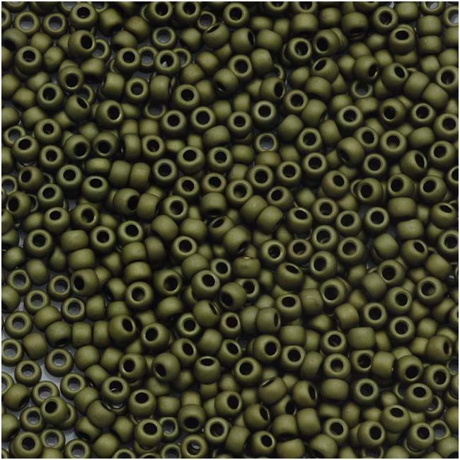 Toho Round Seed Beads 15/0 #617 'Matte Dark Olivine' 8g