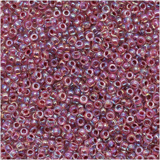 Toho Round Seed Beads 15/0 771 'Rainbow Crystal/Strawberry Lined' 8 Gram Tube