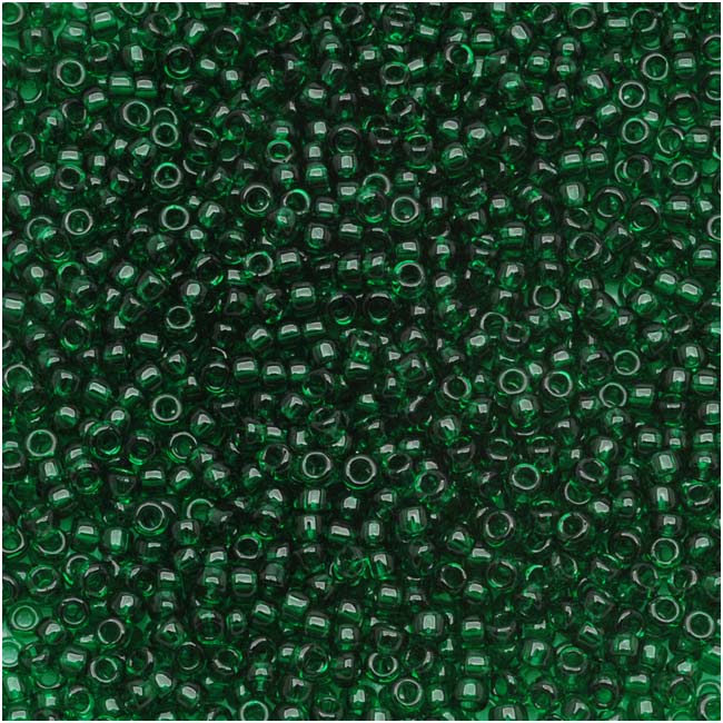 Toho Round Seed Beads 15/0 #939 'Transparent Green Emerald' 8g