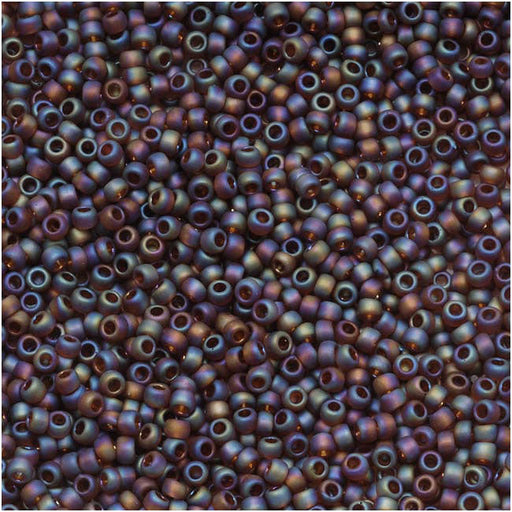 Toho Round Seed Beads 15/0 #177F 'Transparent Rainbow Frosted Smoky Topaz' 8g