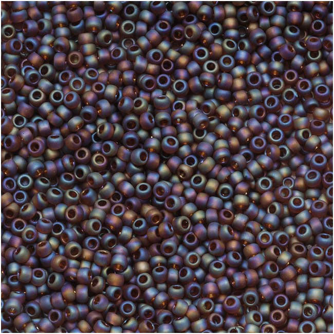 Toho Round Seed Beads 15/0 #177F 'Transparent Rainbow Frosted Smoky Topaz' 8g