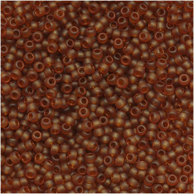 Toho Round Seed Beads 15/0 941F 'Transparent Frosted Umber' 8 Gram Tube
