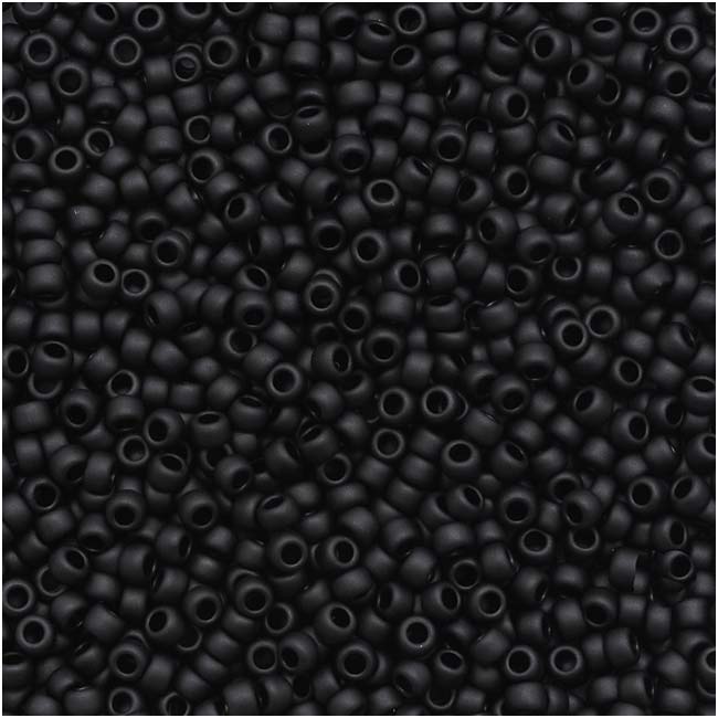 Toho Round Seed Beads 15/0 49F 'Opaque Frosted Jet' 8 Gram Tube