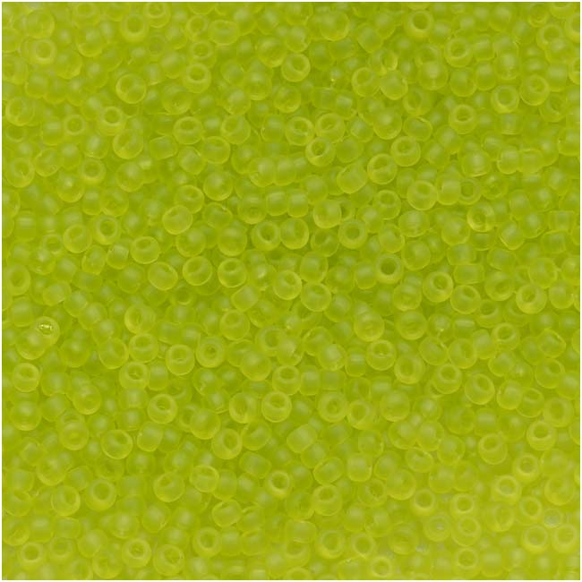 Toho Round Seed Beads 15/0 #4F 'Transparent Frosted Lime Green' 8g