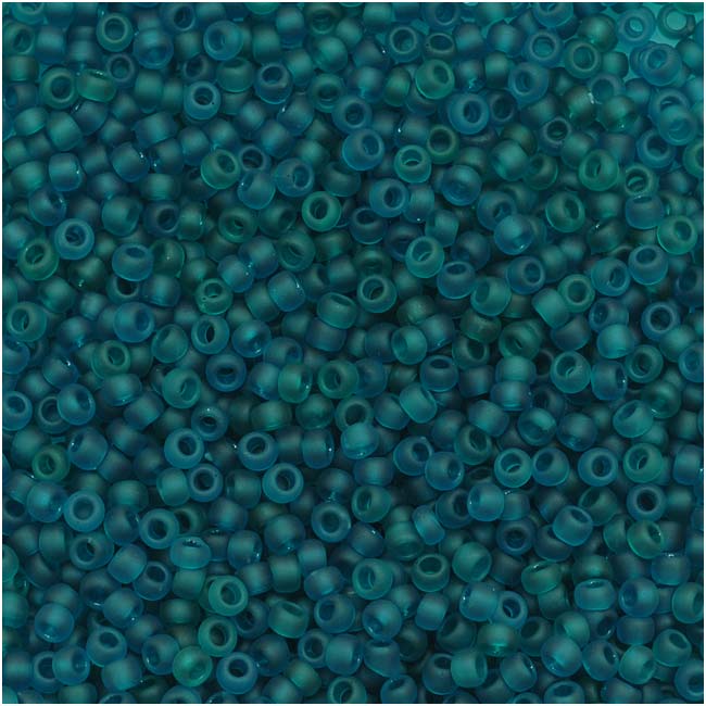 Toho Round Seed Beads 15/0 7BDF 'Transparent Frosted Teal' 8 Gram Tube
