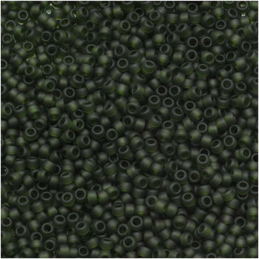 Toho Round Seed Beads 15/0 #940F 'Transparent Frosted Olivine' 8g