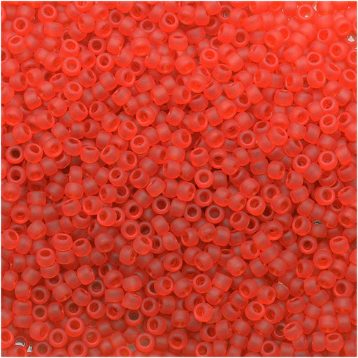 Toho Round Seed Beads 15/0 #5F - Transparent Frosted Light Siam Ruby (8 Grams)