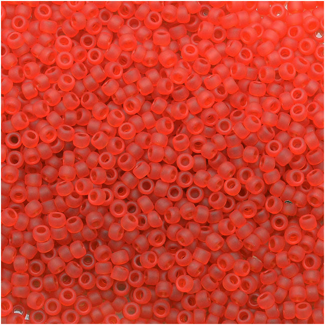 Toho Round Seed Beads 15/0 #5F - Transparent Frosted Light Siam Ruby (8 Grams)