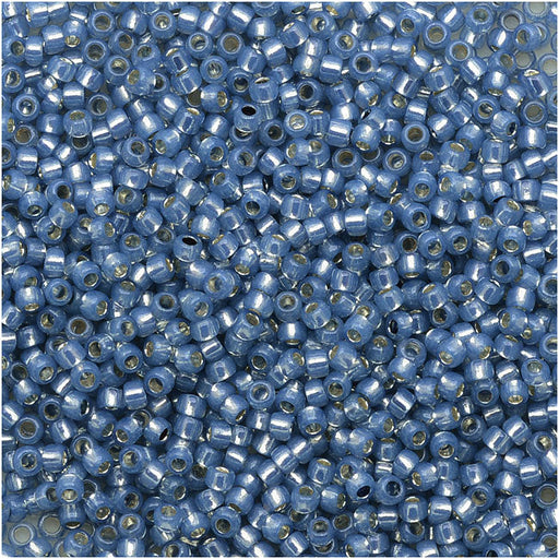 Toho Round Seed Beads 15/0 #2102 - Silver Lined Milky Montana Blue (8 Grams)