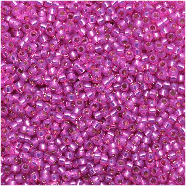 Toho Round Seed Beads 15/0 #2107 - Silver Lined Milky Hot Pink (8 Grams)
