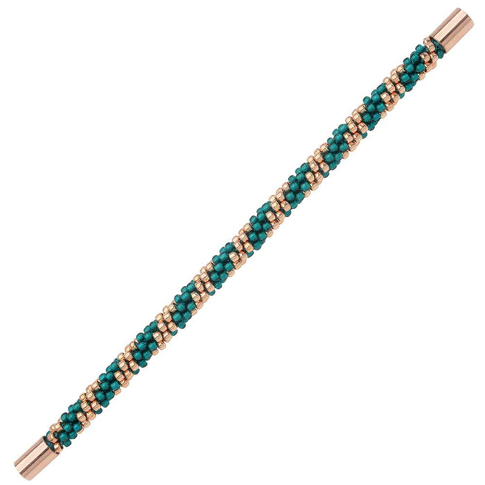 Splendid Spiral Kumihimo Bracelet in Teal and Rose Gold - Exclusive Beadaholique Jewelry Kit
