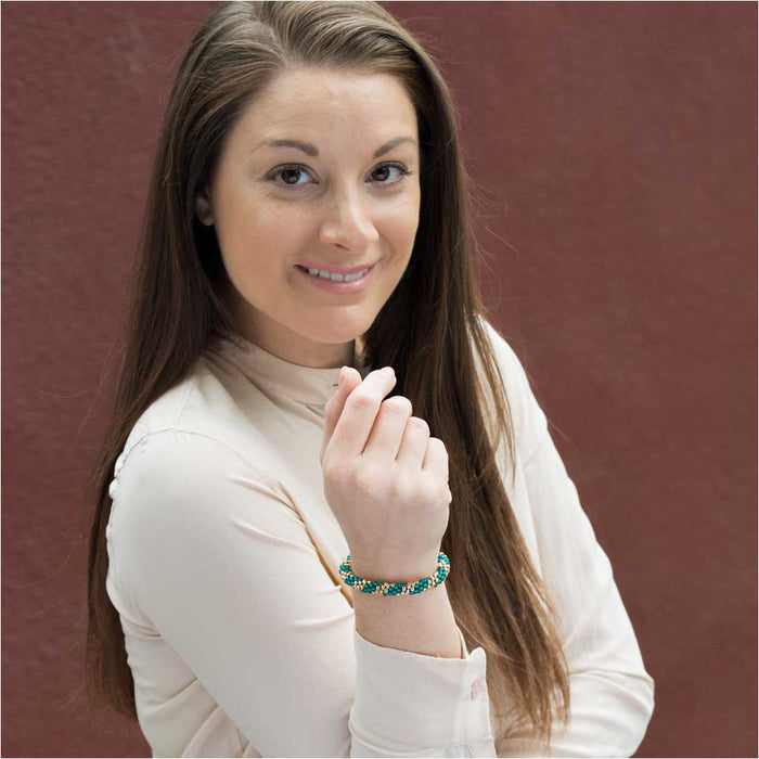 Splendid Spiral Kumihimo Bracelet in Teal and Rose Gold - Exclusive Beadaholique Jewelry Kit