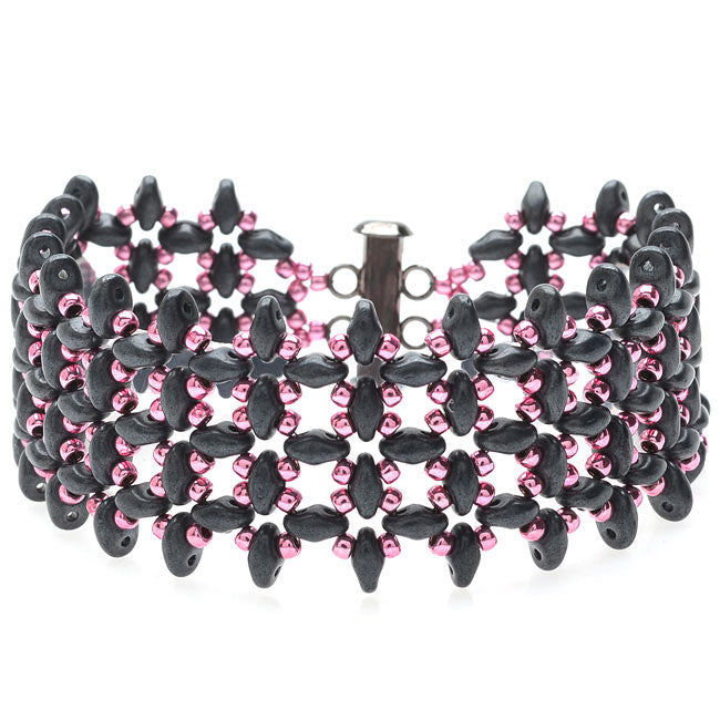 SuperDuo RAW Bracelet, Gray/Pink, Exclusive Beadaholique Jewelry Kit