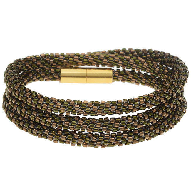 Beaded Kumihimo Wrap Bracelet Kit-Brnz/Grn - Exclusive Beadaholique Jewelry Kit