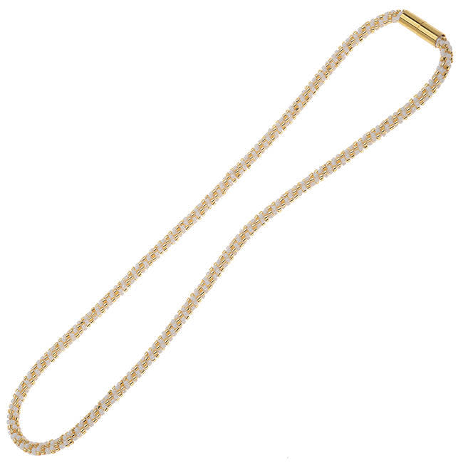 Beaded Kumihimo Wrap Bracelet Kit-Gold/Wht - Exclusive Beadaholique Jewelry Kit