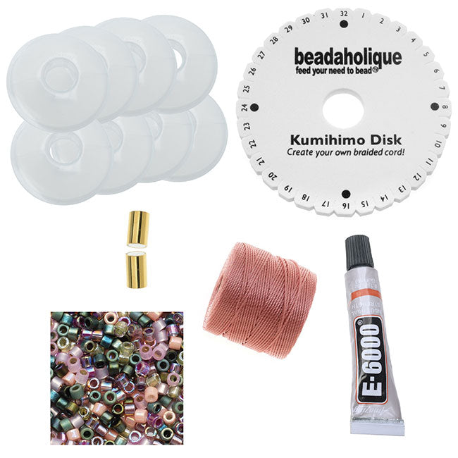 Beaded Kumihimo Wrap Bracelet Kit-Rose Tone - Exclusive Beadaholique Jewelry Kit