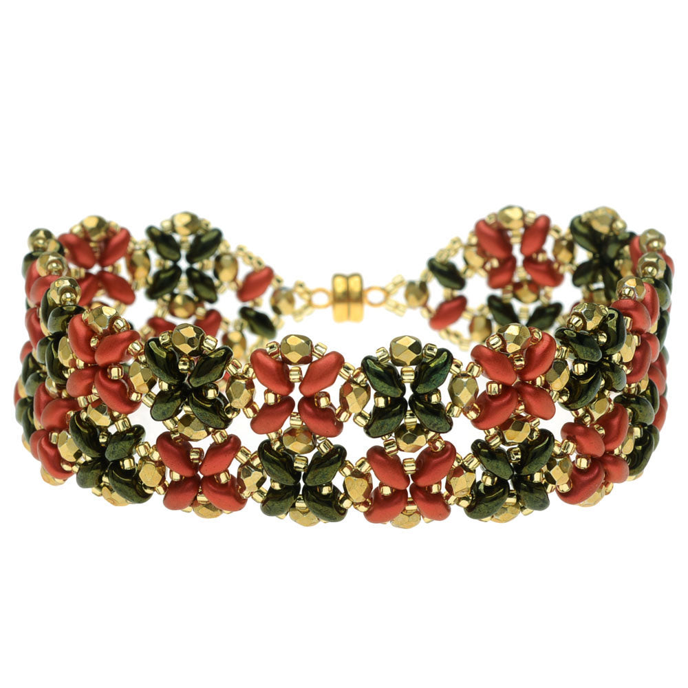 SuperDuo Blooms Bracelet - Poinsettia - Exclusive Beadaholique Jewelry Kit
