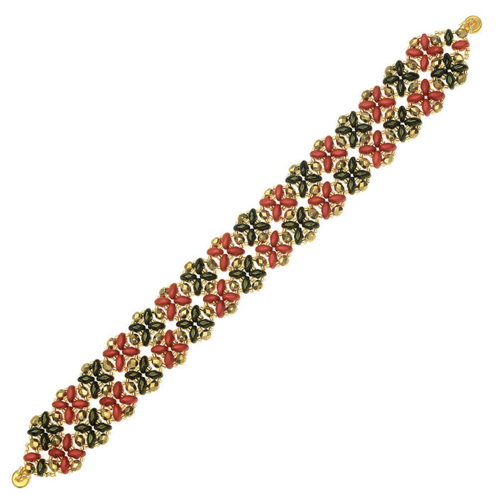 SuperDuo Blooms Bracelet - Poinsettia - Exclusive Beadaholique Jewelry Kit