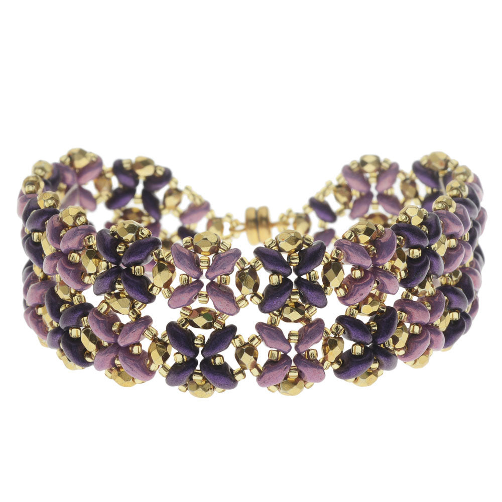 SuperDuo Blooms Bracelet  - Purple - Exclusive Beadaholique Jewelry Kit