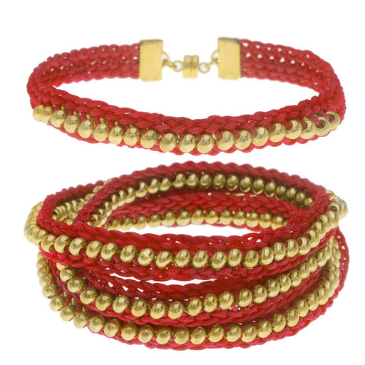 Beaded Flat Kumihimo Bracelet Set - Red/Gold - Exclusive Beadaholique Jewelry Kit