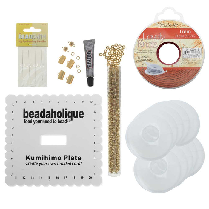 Beaded Flat Kumihimo Bracelet Set - Red/Gold - Exclusive Beadaholique Jewelry Kit