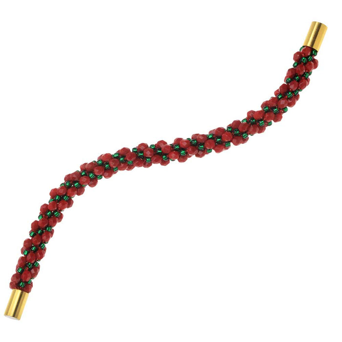 Deluxe Spiral Beaded Kumihimo Bracelet - Christmas Joy - Exclusive Beadaholique Jewelry Kit