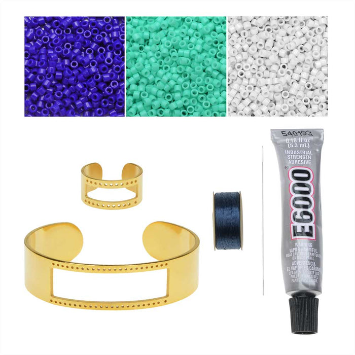 Beaded Centerline Bracelet and Ring Set - Santa Cruz - Exclusive Beadaholique Jewelry Kit