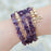 Boho Gold & Amethyst Gemstone Memory Wire Bracelet - Exclusive Beadaholique Jewelry