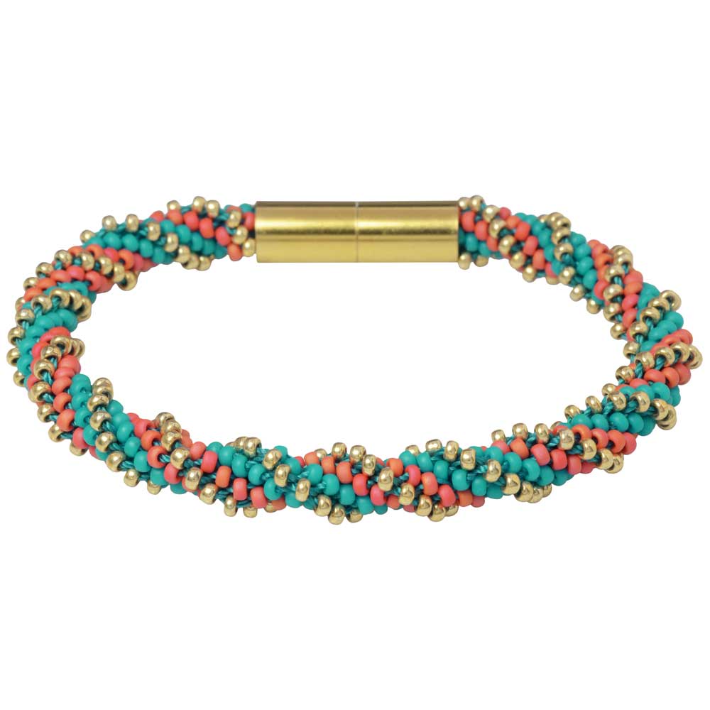 Spiral 12 Warp Beaded Kumihimo Bracelet - Tropical Cove - Exclusive Beadaholique Jewelry Kit