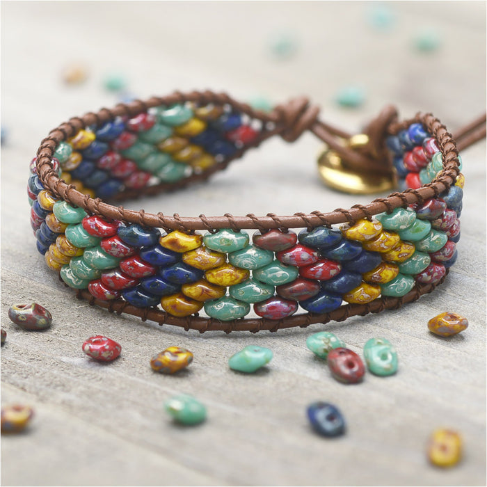 SuperDuo Wrapit Loom Bracelet in Raku - Exclusive Beadaholique Jewelry Kit