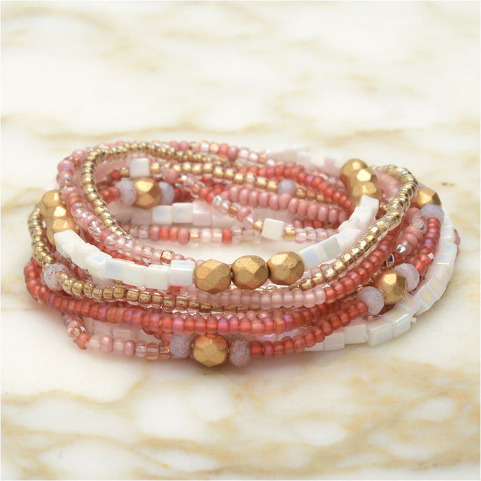 Serendipity Stretch Bracelet Kit in Rose, 12 Bracelets - Exclusive Beadaholique Jewelry Kit