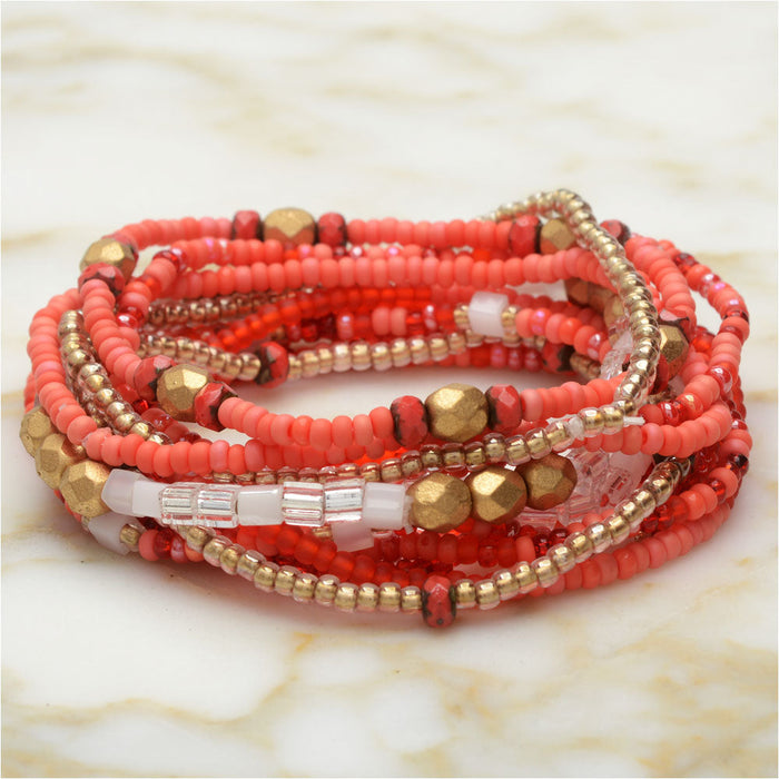 Serendipity Stretch Bracelet Kit in Coral, 12 Bracelets - Exclusive Beadaholique Jewelry Kit