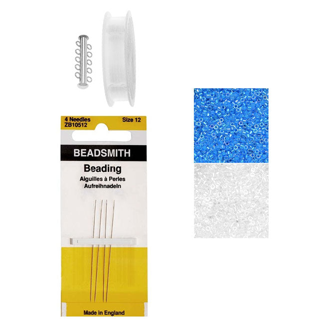 Peyote Bracelet Kit-Blue Sparkly Snowflakes - Exclusive Beadaholique Jewelry Kit