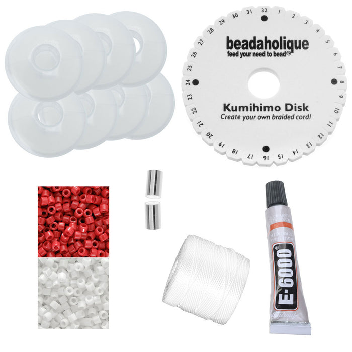 Beaded Kumihimo Wrap Bracelet - Candy Cane - Exclusive Beadaholique Jewelry Kit