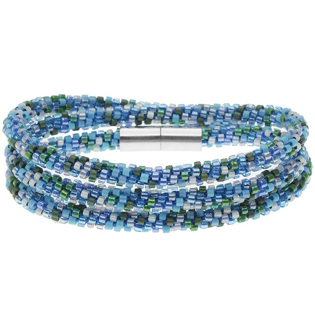 Beaded Kumihimo Wrap Bracelet Kit-Blue Tone Exclusive