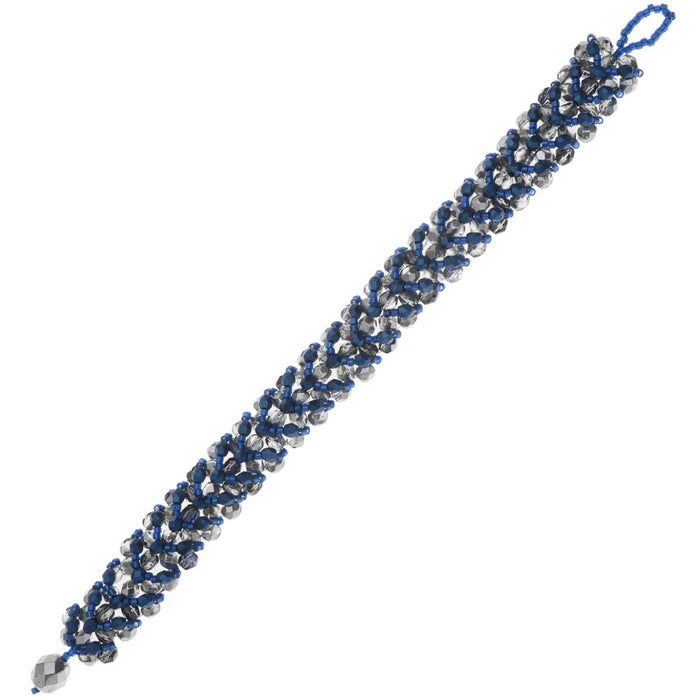 Chevron Right Angle Weave Bracelet - Blue/Silver - Exclusive Beadaholique Jewelry Kit