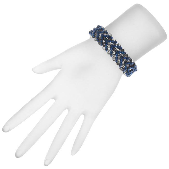 Chevron Right Angle Weave Bracelet - Blue/Silver - Exclusive Beadaholique Jewelry Kit