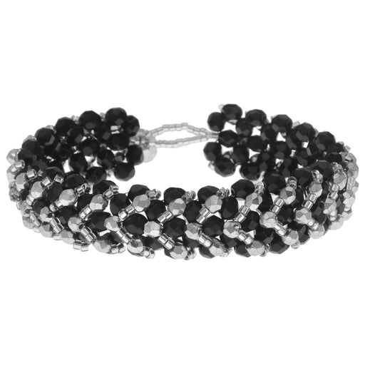Chevron Right Angle Weave Bracelet - Black/Silver - Exclusive Beadaholique Jewelry Kit