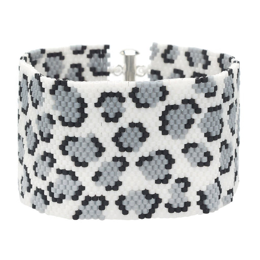 Snow Leopard Print Peyote Bracelet - Exclusive Beadaholique Jewelry Kit