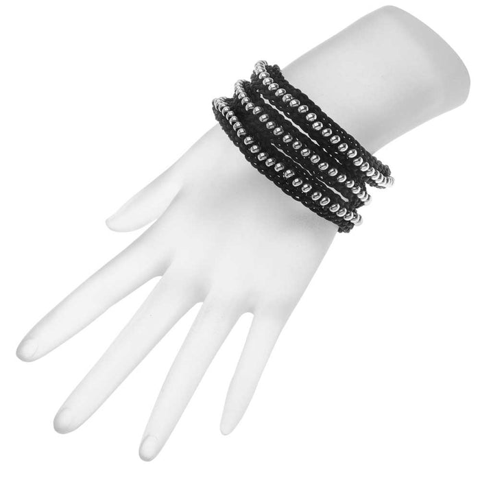 Beaded Flat Kumihimo Bracelet Set - Black/Silver - Exclusive Beadaholique Jewelry Kit
